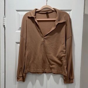 SHEIN Brown V-neck top